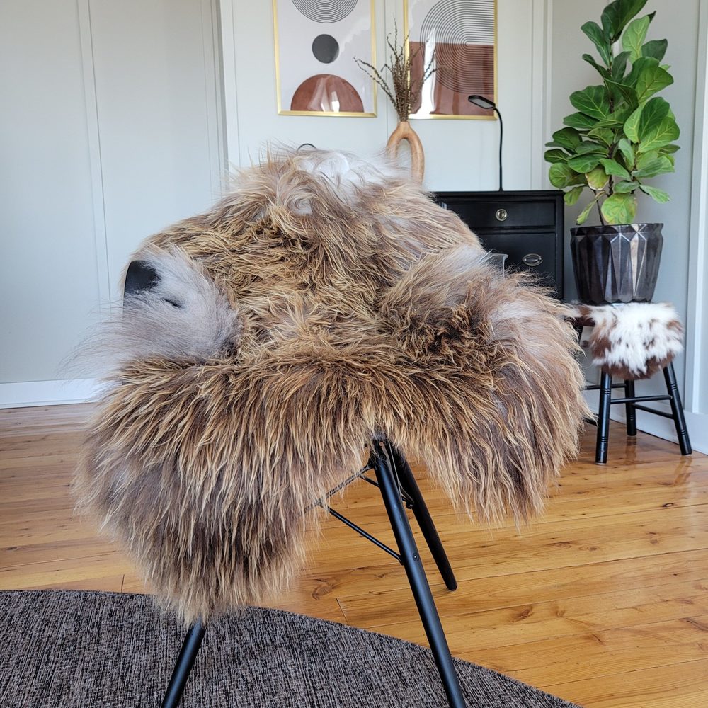 Cinnamon + Gray Very Soft Icelandic Sheepskin 44" x 30"